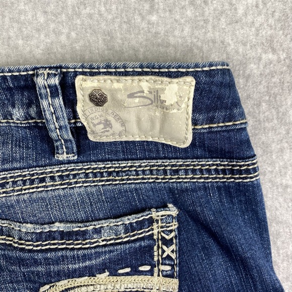 Silver Jeans Tuesday Mid Capri Women 28 Blue Stretch Embroidered W42114SJL405 - Picture 16 of 16